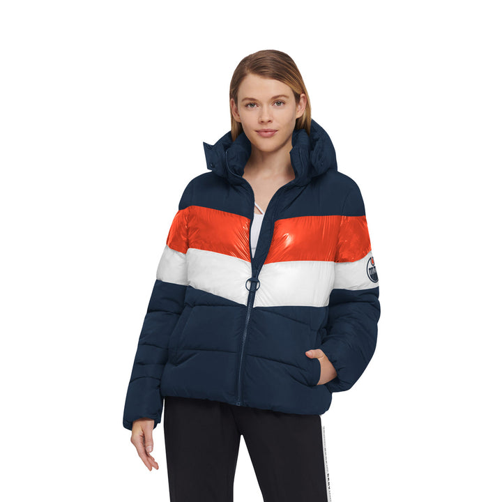 Edmonton Oilers Women's DKNY Blue & Orange Parka Jacket