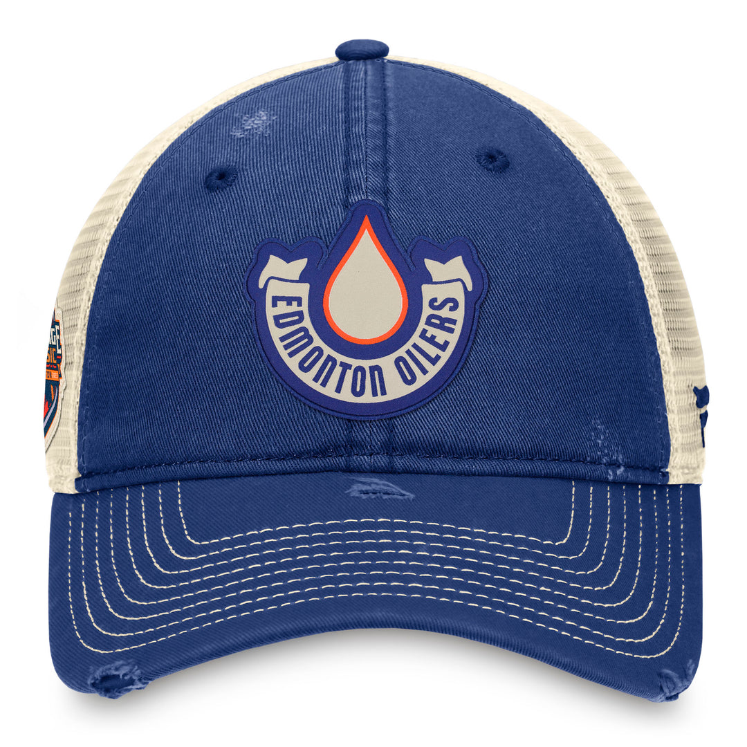 Edmonton Oilers Fanatics 2023 Heritage Classic Team Meshback Snapback Hat