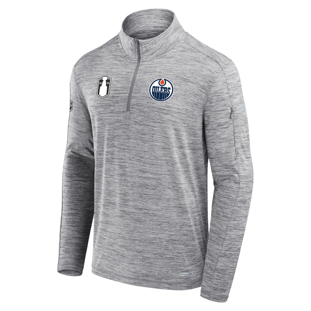Edmonton Oilers 2024 Stanley Cup Playoffs Fanatics Authentic Pro Participant Grey Half-Zip Sweatshirt