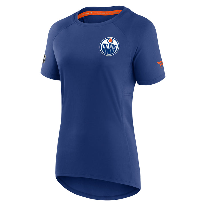 Edmonton Oilers Women's Fanatics Authentic Pro Blue Tech T-Shirt