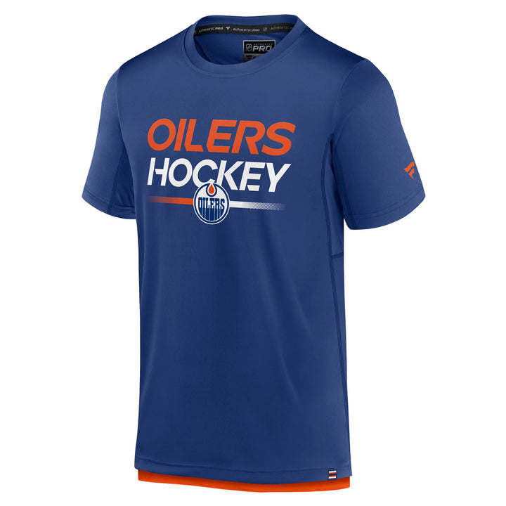 Edmonton Oilers 2023-24 Fanatics Authentic Pro Blue & Orange Crewneck T-Shirt