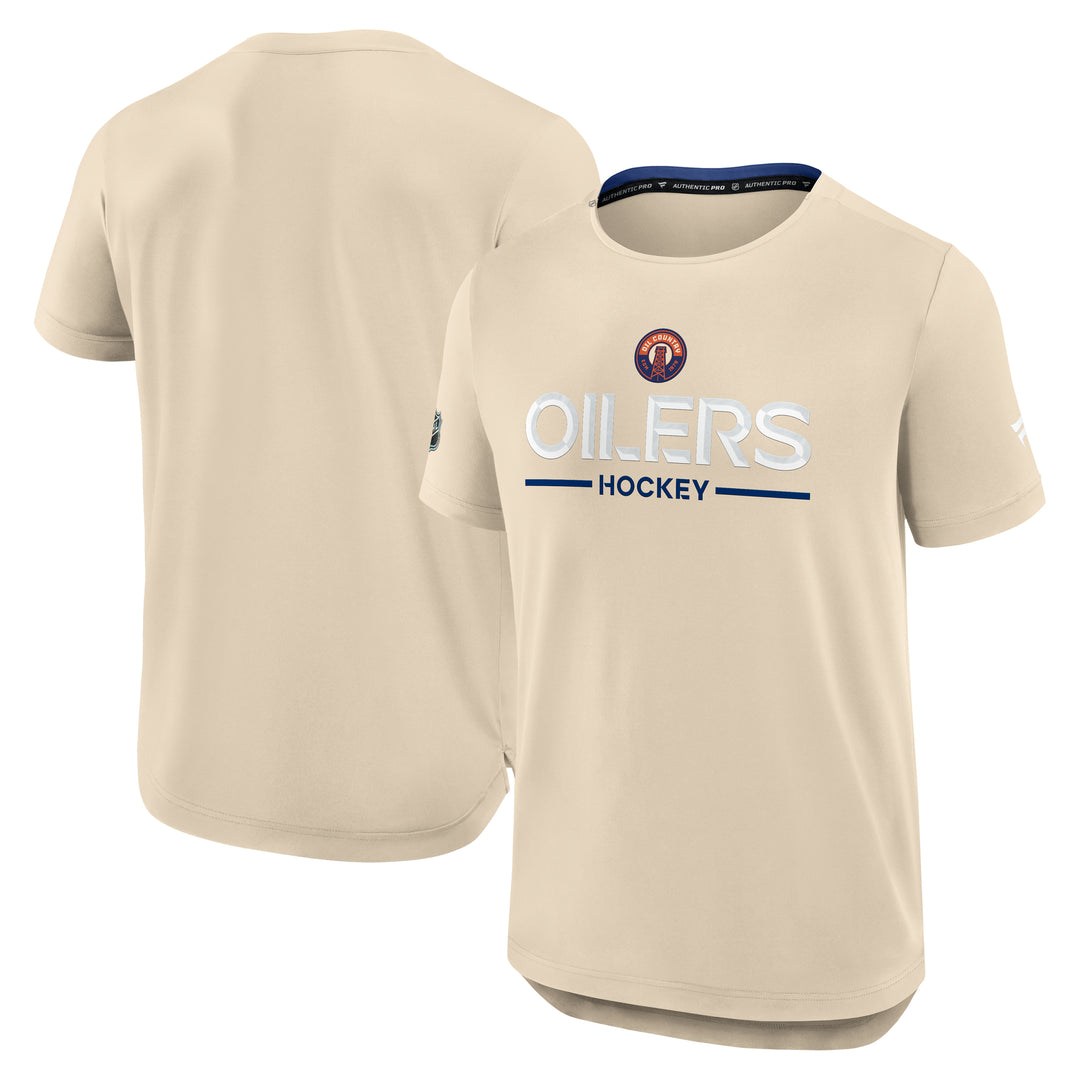 Edmonton Oilers Fanatics Authentic Pro Cream Alternate Rink Tech T-Shirt