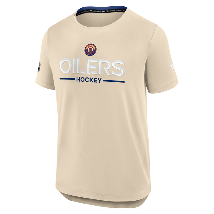Edmonton Oilers Fanatics Authentic Pro Cream Alternate Rink Tech T-Shirt