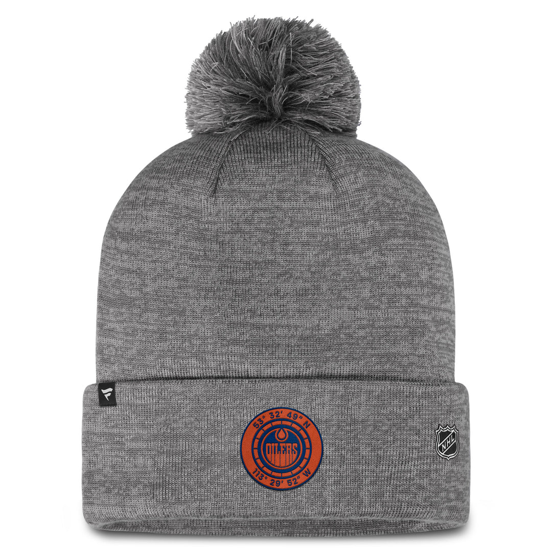 Edmonton Oilers Fanatics Grey Authentic Pro Home Ice Cuffed Toque w/ Pom