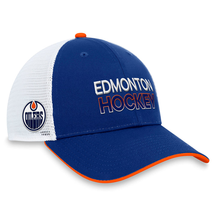 Edmonton Oilers Fanatics Blue Authentic Pro Rinkside Trucker Snapback Hat