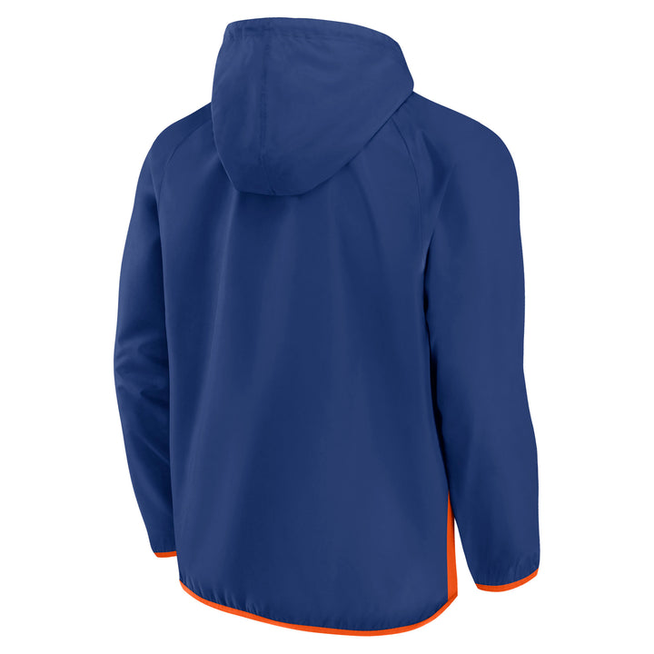 Edmonton Oilers Fanatics Blue & Orange Backhand Shoot Half-Zip Anorak Jacket
