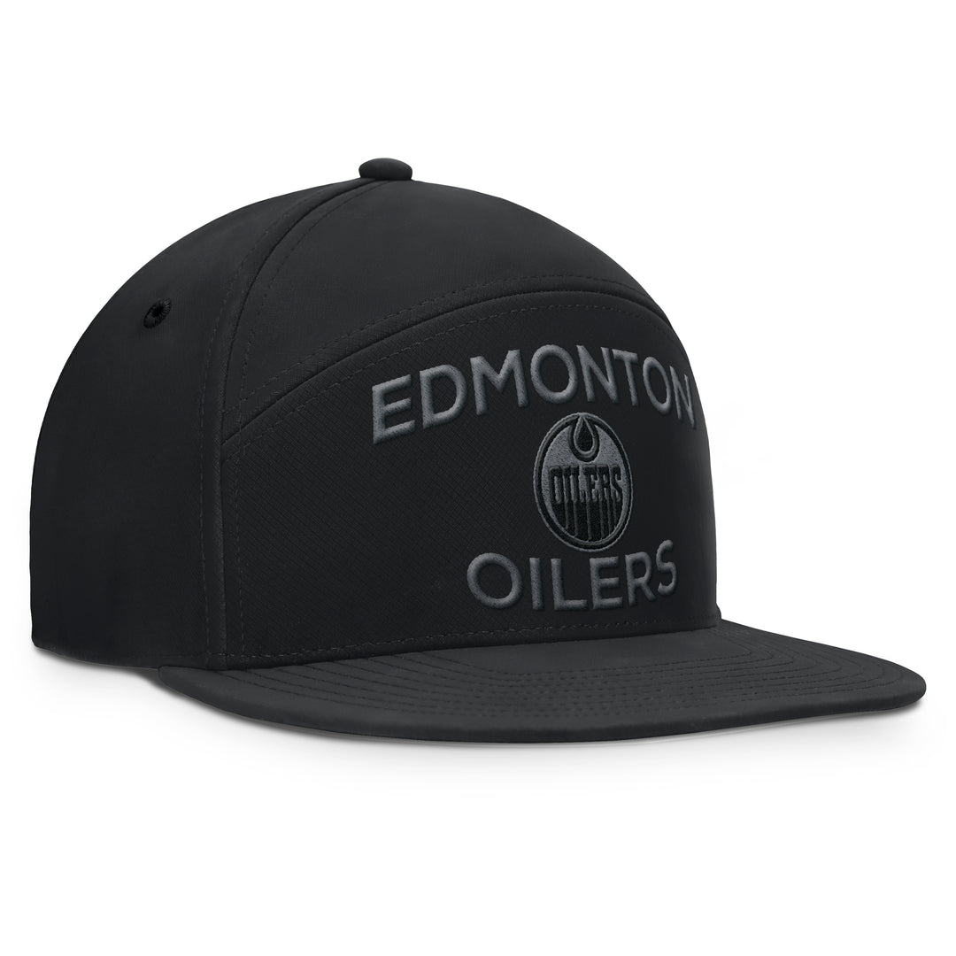 Edmonton Oilers Fanatics Black 2025-26 Authentic Pro Road 6 Horizon Snapback Hat