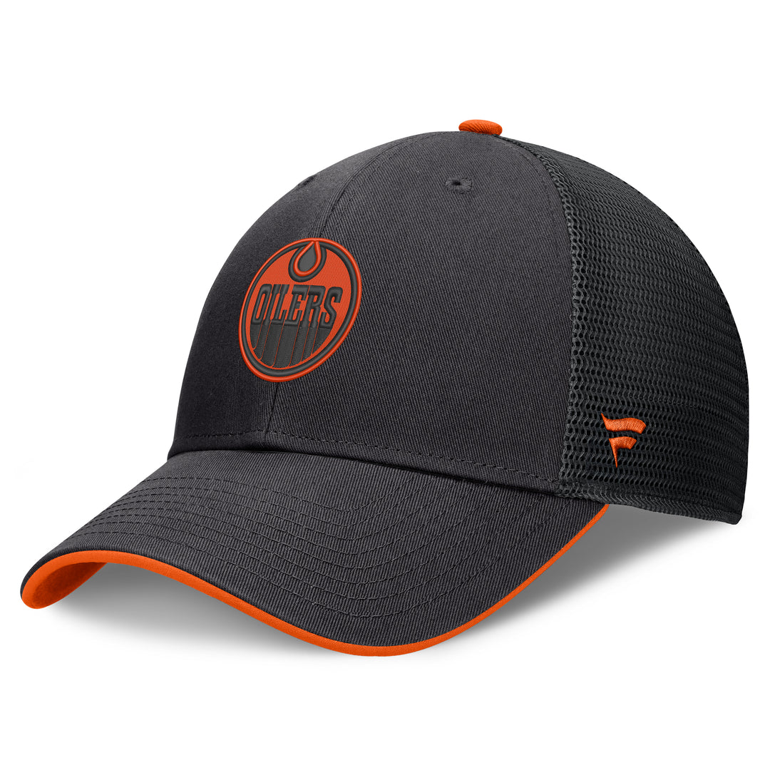 Edmonton Oilers Fanatics Black & Orange Limits Mesh Snapback Hat
