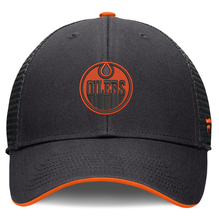 Edmonton Oilers Fanatics Black & Orange Limits Mesh Snapback Hat