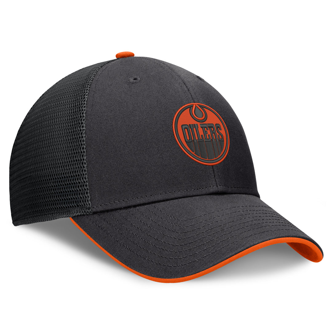 Edmonton Oilers Fanatics Black & Orange Limits Mesh Snapback Hat