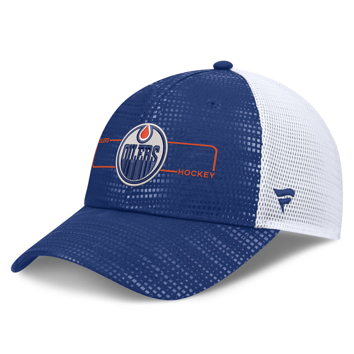 Edmonton Oilers Fanatics Blue 2026-27 Authentic Pro Rink Boxed Logo Mesh Snapback Hat