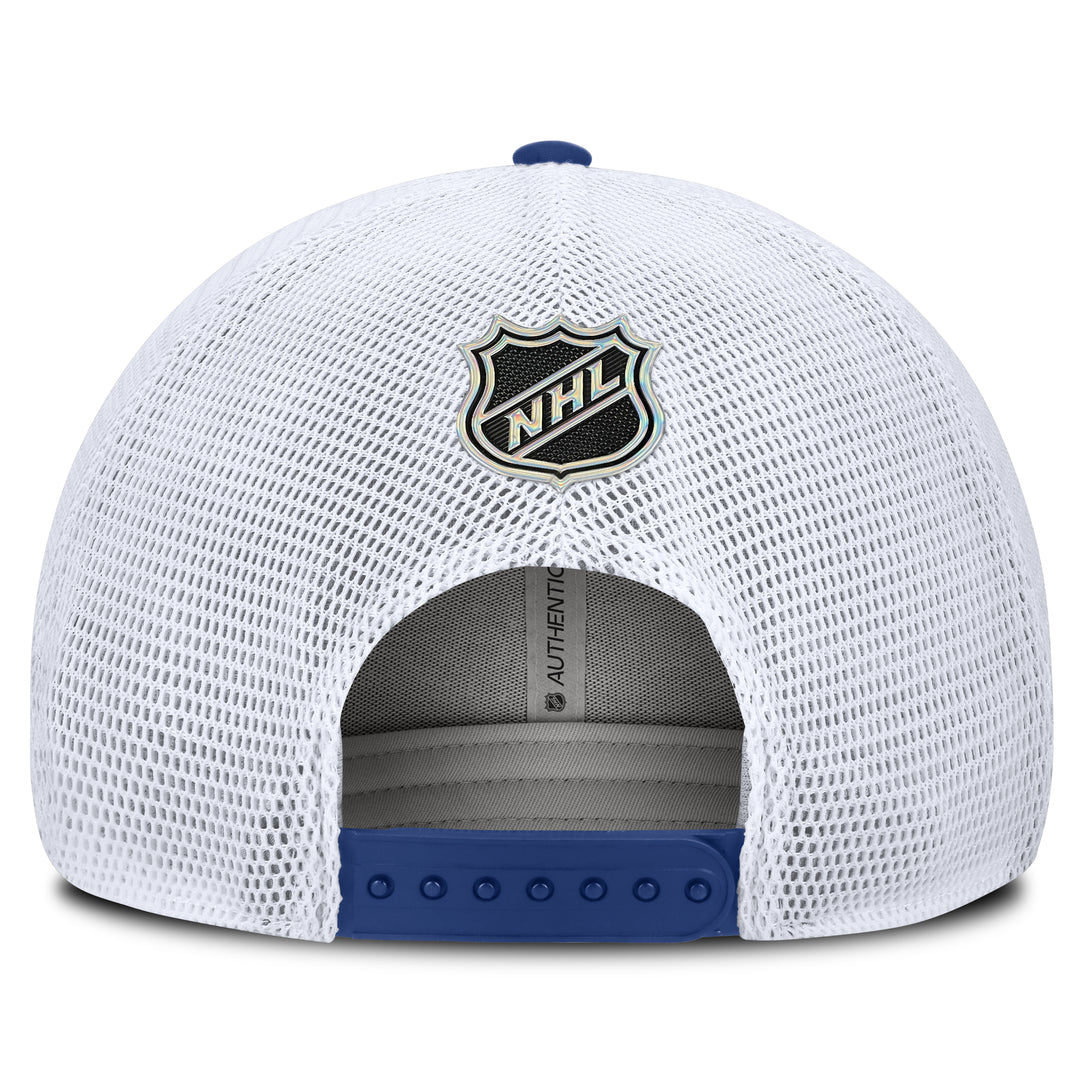 Edmonton Oilers Fanatics Blue 2026-27 Authentic Pro Rink Boxed Logo Mesh Snapback Hat