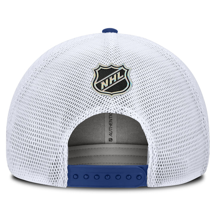 Edmonton Oilers Fanatics Blue 2026-27 Authentic Pro Rink Boxed Logo Mesh Snapback Hat