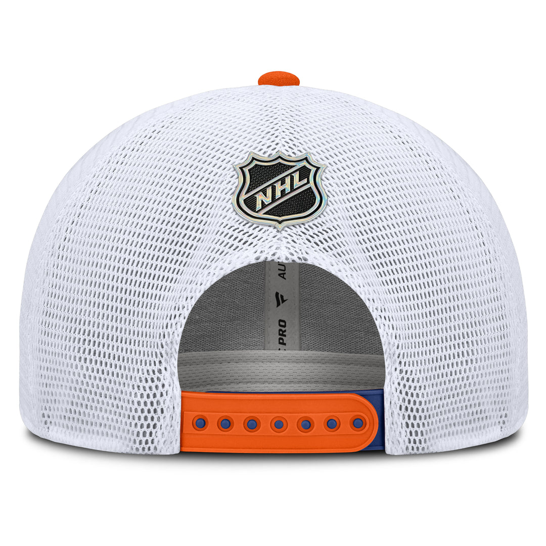 Edmonton Oilers Fanatics Blue 2026-27 Authentic Pro Rink Mid-Crown Mesh Snapback Hat