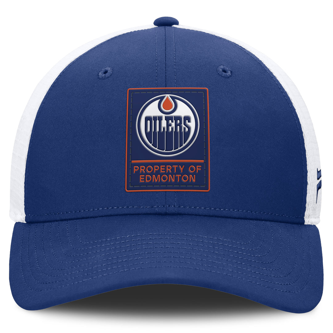Edmonton Oilers Fanatics Blue 2026-27 Authentic Pro Train Mesh Snapback Hat