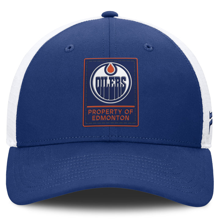 Edmonton Oilers Fanatics Blue 2026-27 Authentic Pro Train Mesh Snapback Hat