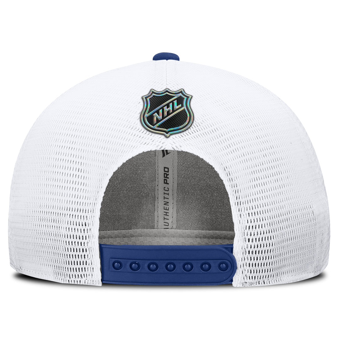 Edmonton Oilers Fanatics Blue 2026-27 Authentic Pro Train Mesh Snapback Hat