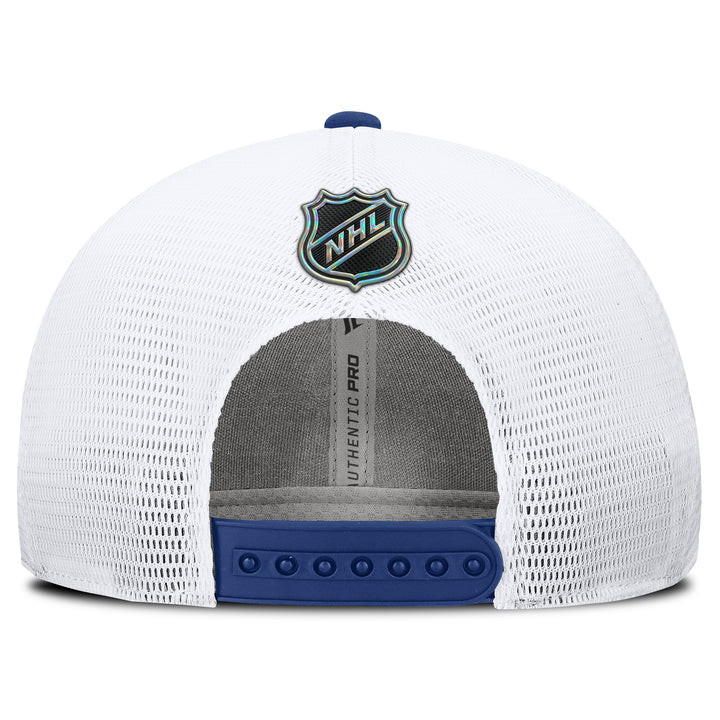 Edmonton Oilers Fanatics Blue 2026-27 Authentic Pro Train Mesh Snapback Hat