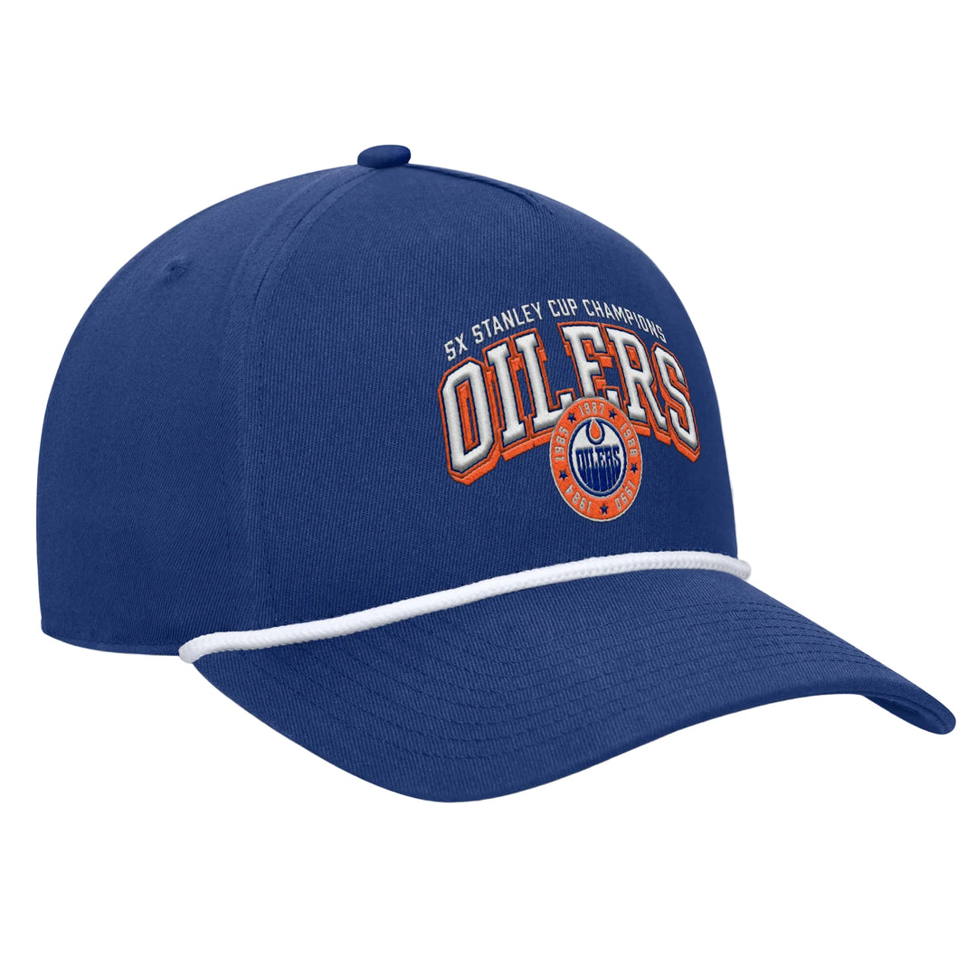 Edmonton Oilers Fanatics Blue Dynasty Decades A-Frame Snapback Hat