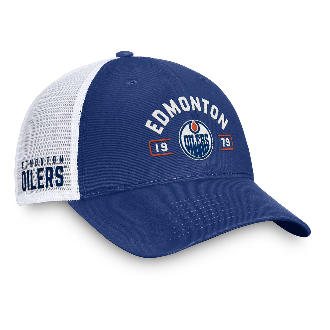Edmonton Oilers Fanatics Blue Free Kick Trucker Snapback Hat