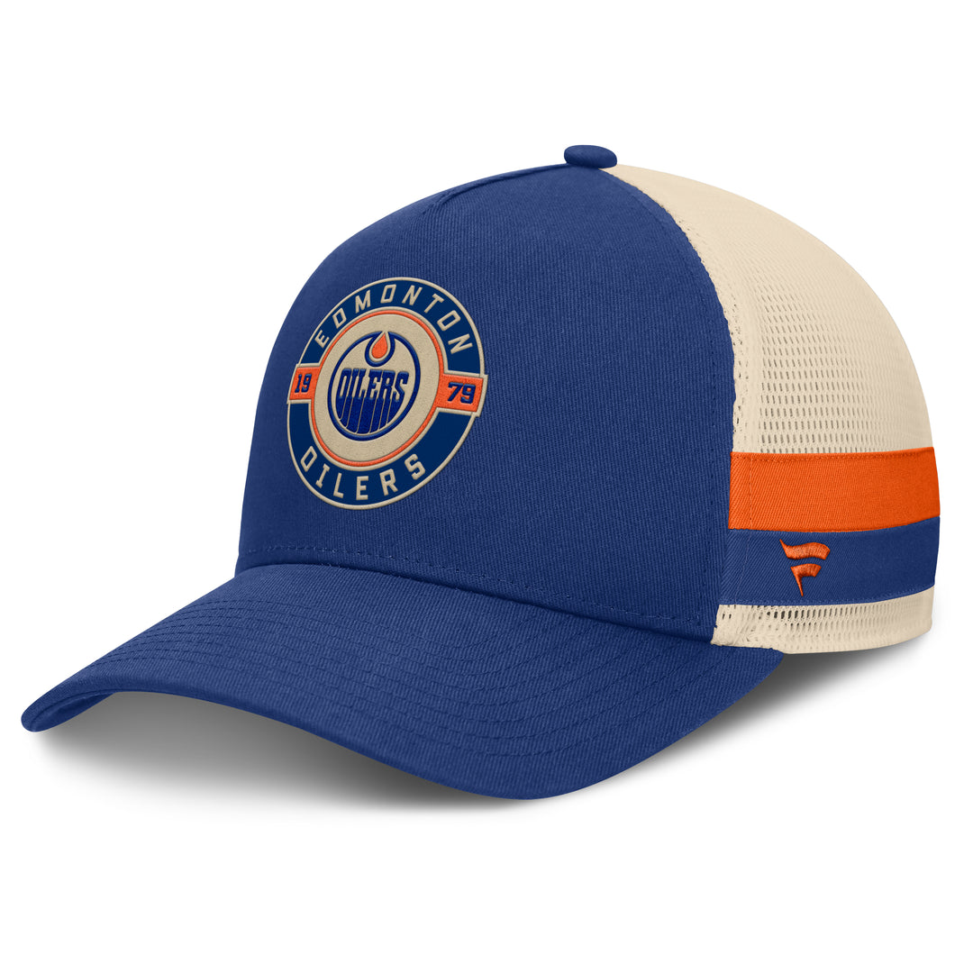 Edmonton Oilers Fanatics Blue Prestige 5-Panel A-Frame Mesh Snapback Hat