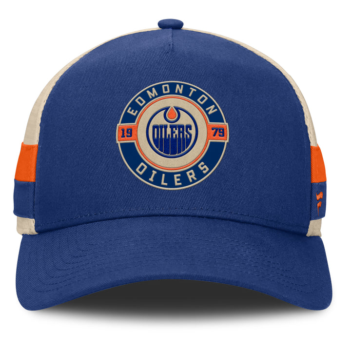 Edmonton Oilers Fanatics Blue Prestige 5-Panel A-Frame Mesh Snapback Hat