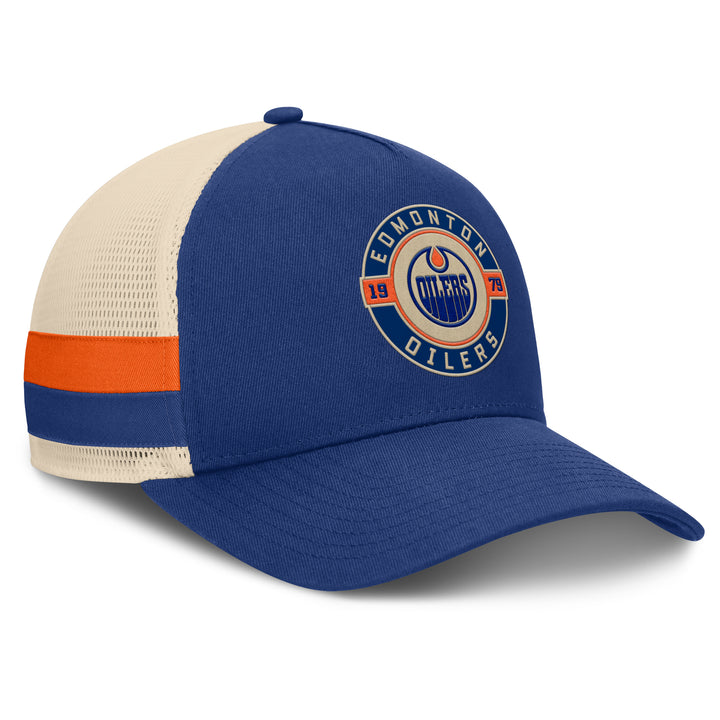 Edmonton Oilers Fanatics Blue Prestige 5-Panel A-Frame Mesh Snapback Hat