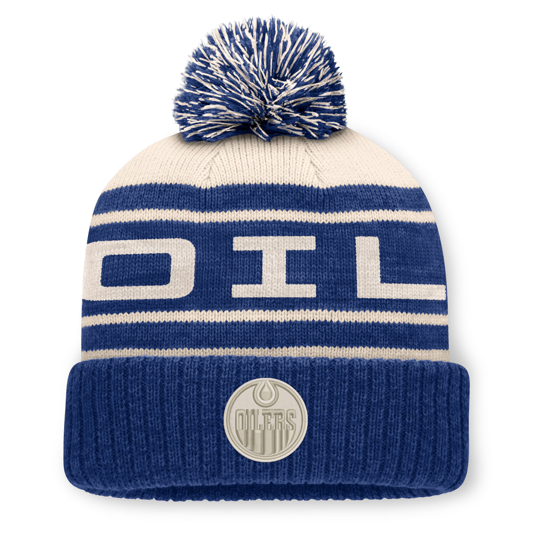 Edmonton Oilers Fanatics Blue & Grey Repose Cuffed Toque w/Pom