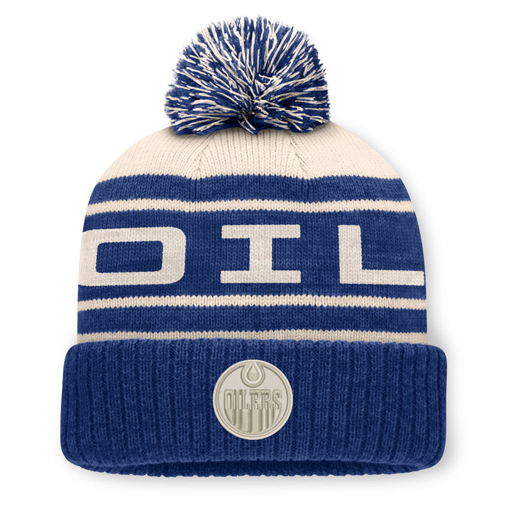 Edmonton Oilers Fanatics Blue & Grey Repose Cuffed Toque w/Pom