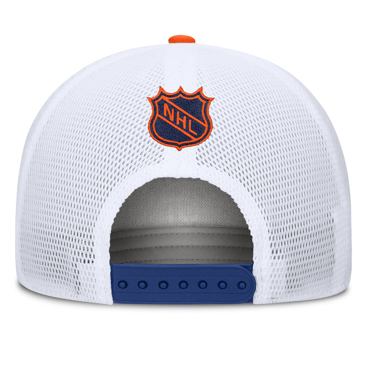 Edmonton Oilers Fanatics Blue & Orange Gordie A-Frame Mesh Snapback Hat