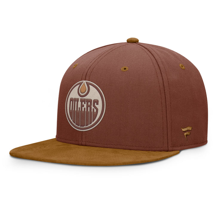Edmonton Oilers Fanatics Brown High Crown Flat Brim Snapback Hat