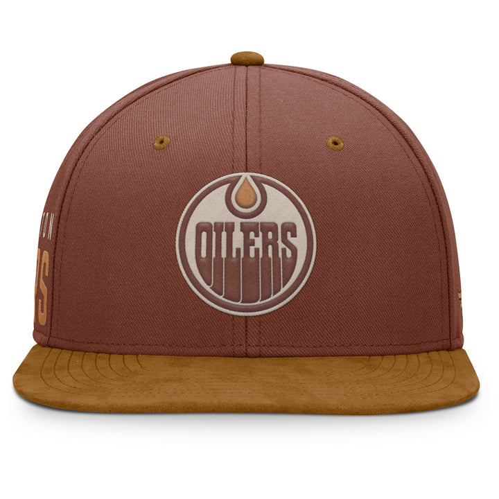 Edmonton Oilers Fanatics Brown High Crown Flat Brim Snapback Hat