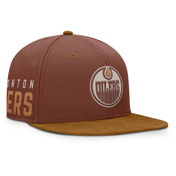 Edmonton Oilers Fanatics Brown High Crown Flat Brim Snapback Hat