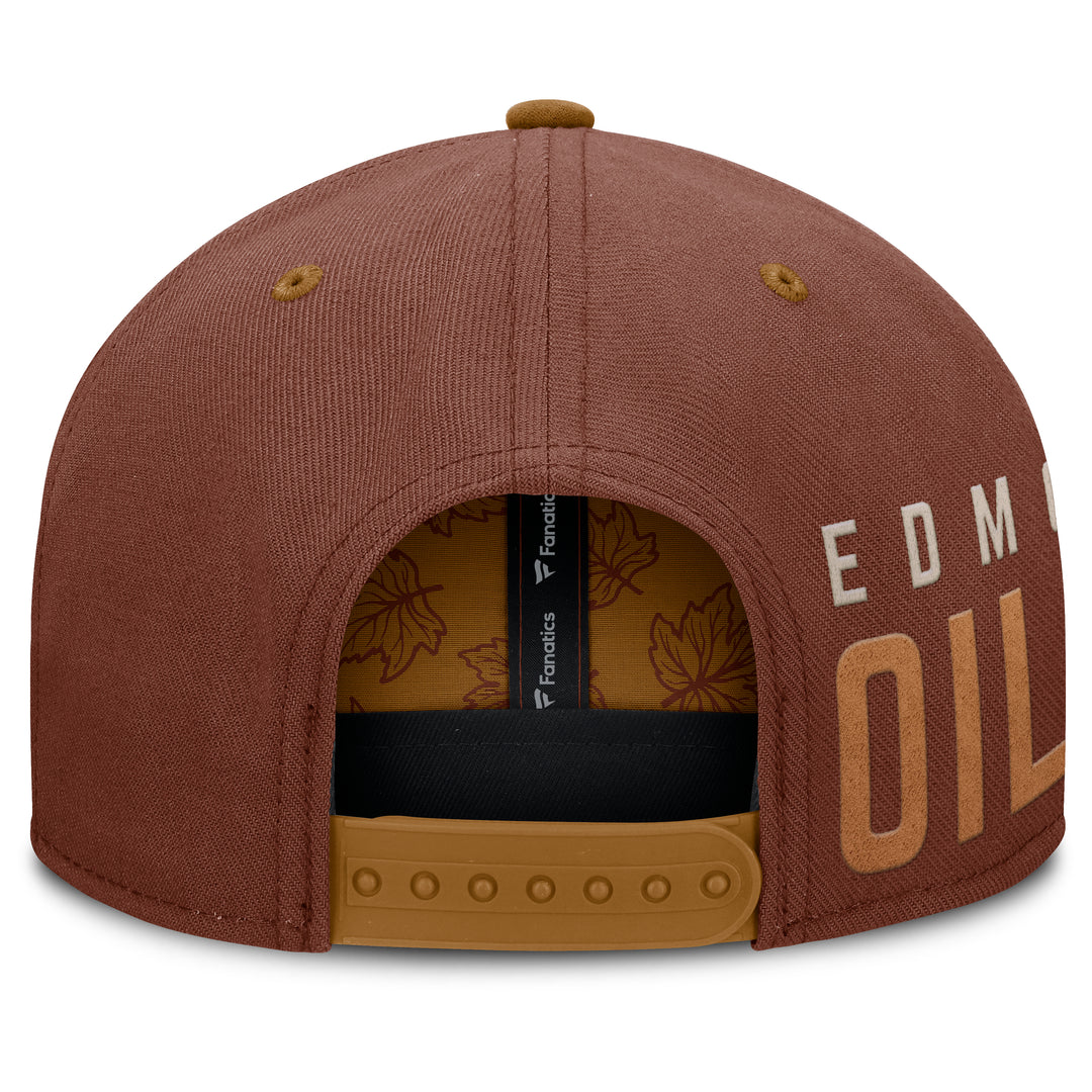 Edmonton Oilers Fanatics Brown High Crown Flat Brim Snapback Hat