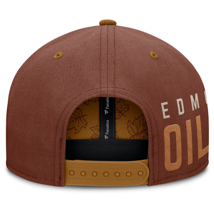Edmonton Oilers Fanatics Brown High Crown Flat Brim Snapback Hat