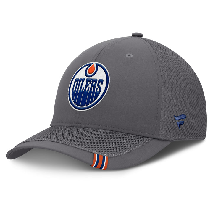 Edmonton Oilers Fanatics Clincher Spacer Grey Mesh Flex Fit Hat