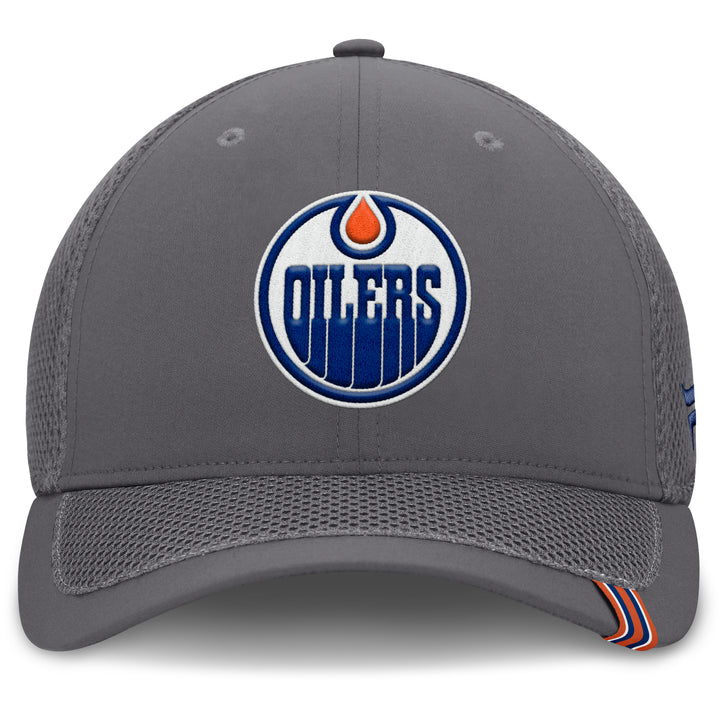 Edmonton Oilers Fanatics Clincher Spacer Grey Mesh Flex Fit Hat