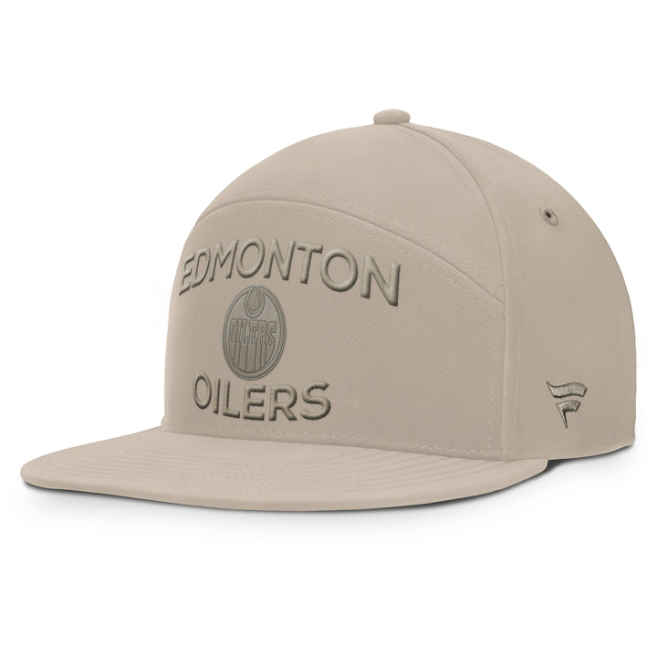 Edmonton Oilers Fanatics Cream 2025-26 Authentic Pro Road 6 Horizon Snapback Hat