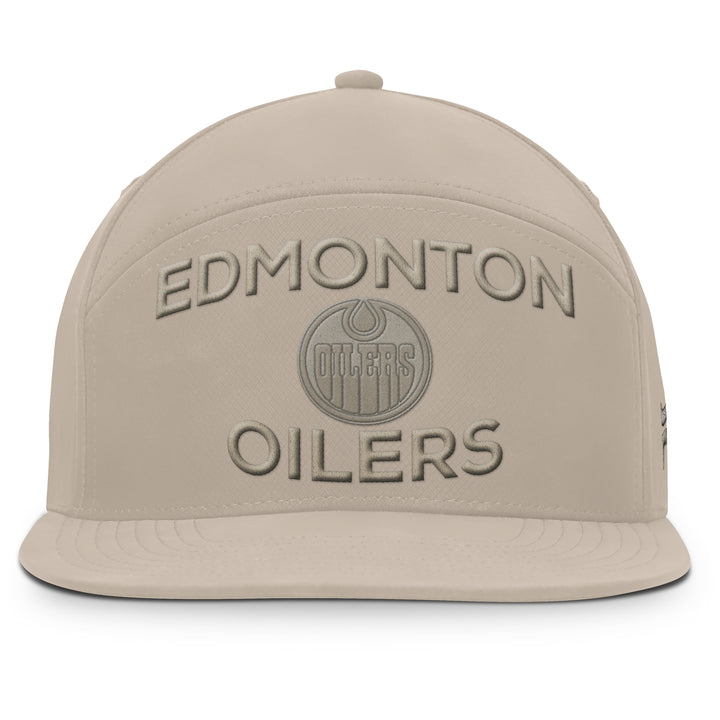 Edmonton Oilers Fanatics Cream 2025-26 Authentic Pro Road 6 Horizon Snapback Hat
