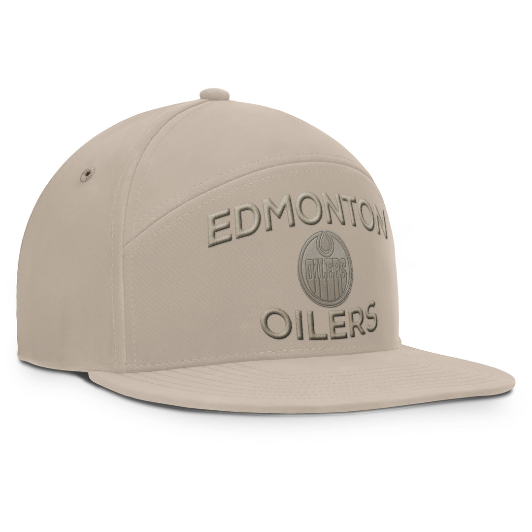 Edmonton Oilers Fanatics Cream 2025-26 Authentic Pro Road 6 Horizon Snapback Hat