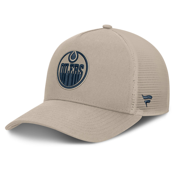 Edmonton Oilers Fanatics Cream 2026-27 Authentic Pro Road Utopia A-Frame Snapback Hat