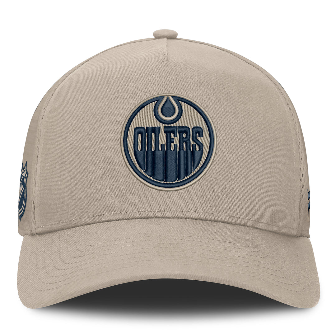 Edmonton Oilers Fanatics Cream 2026-27 Authentic Pro Road Utopia A-Frame Snapback Hat