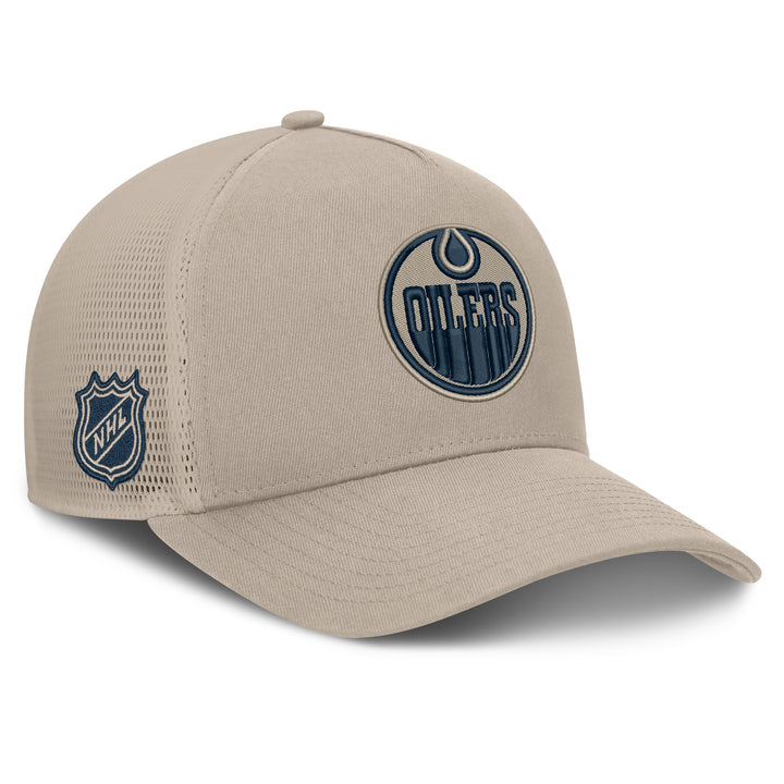 Edmonton Oilers Fanatics Cream 2026-27 Authentic Pro Road Utopia A-Frame Snapback Hat