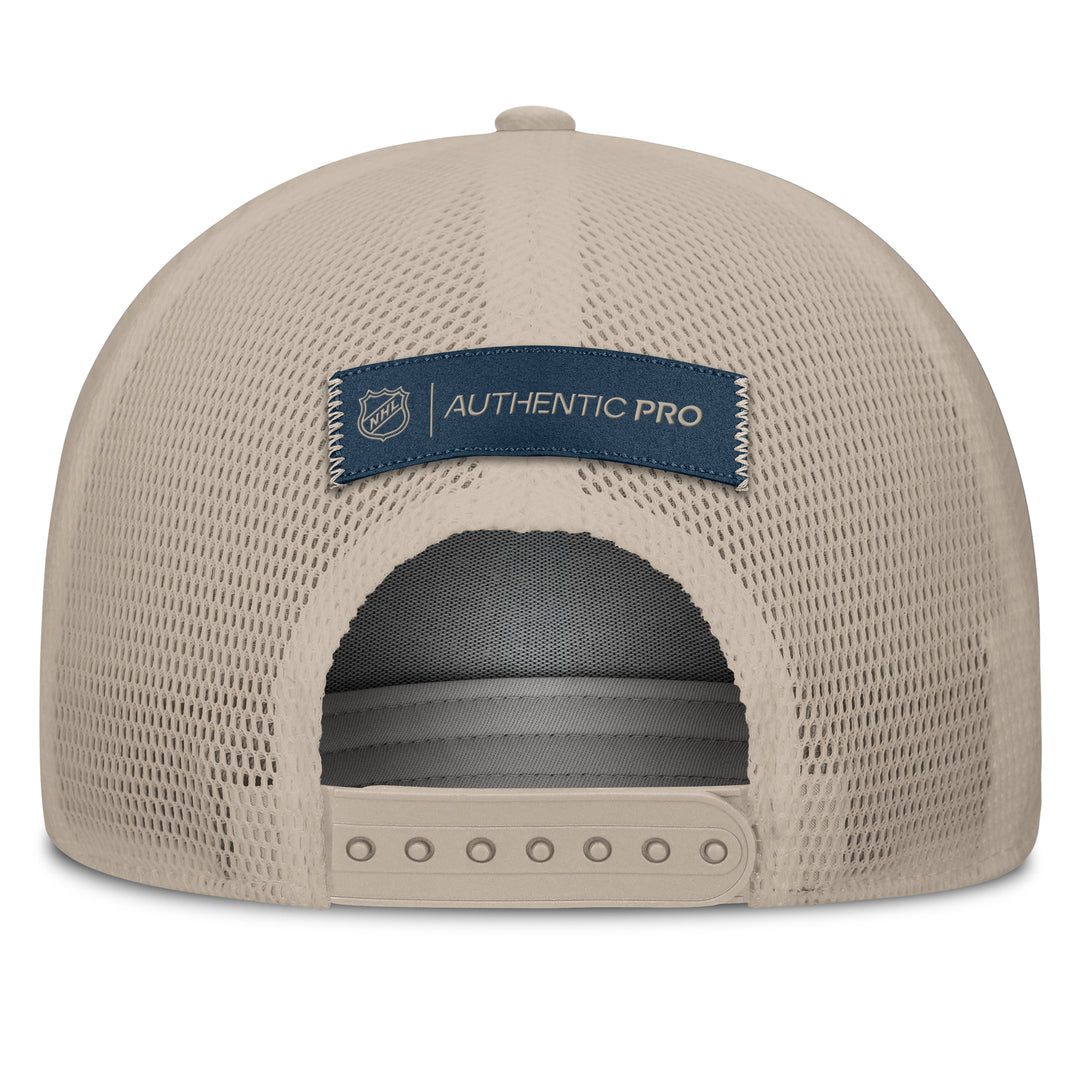 Edmonton Oilers Fanatics Cream 2026-27 Authentic Pro Road Utopia A-Frame Snapback Hat