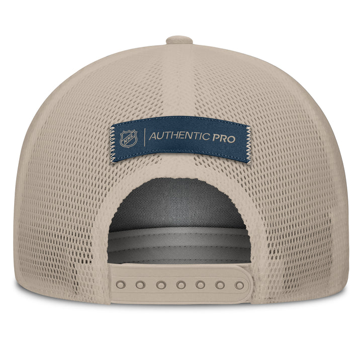 Edmonton Oilers Fanatics Cream 2026-27 Authentic Pro Road Utopia A-Frame Snapback Hat
