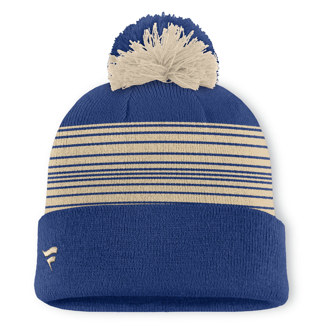 Edmonton Oilers Fanatics Cream & Blue Spirit Cuffed Toque w/Pom