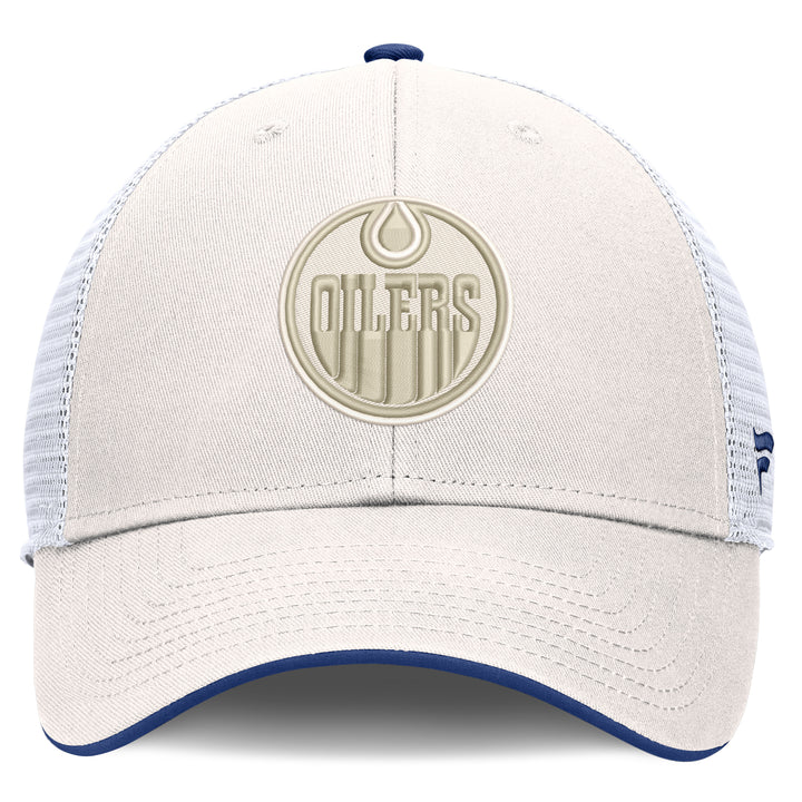 Edmonton Oilers Fanatics Cream & White Reveal Mesh Snapback Hat