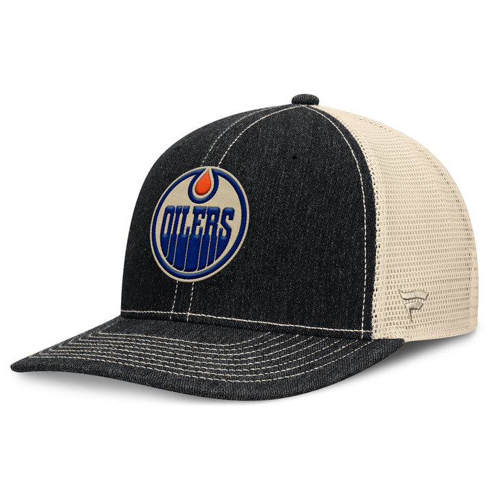 Edmonton Oilers Fanatics Denim Epic Mesh Snapback Hat