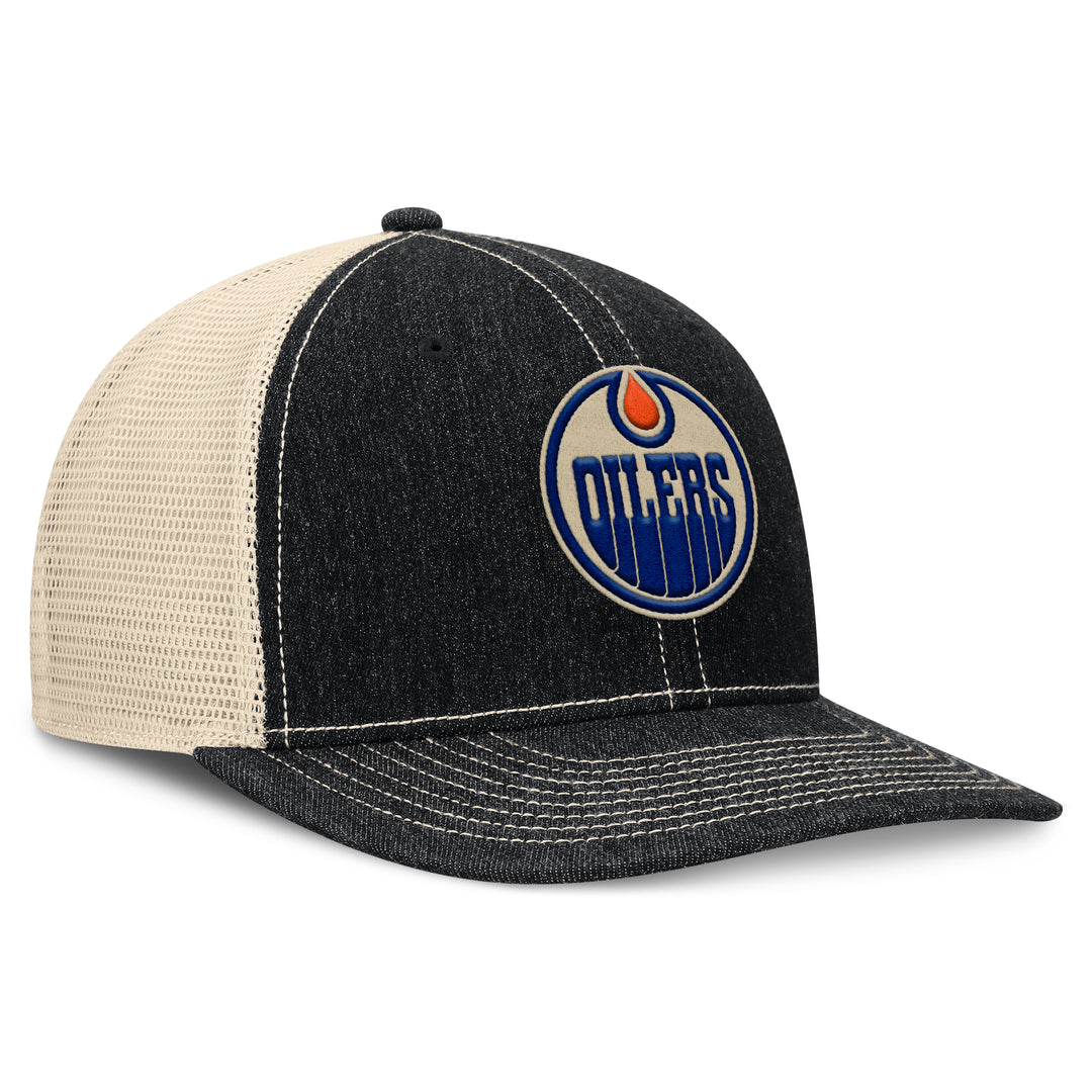 Edmonton Oilers Fanatics Denim Epic Mesh Snapback Hat
