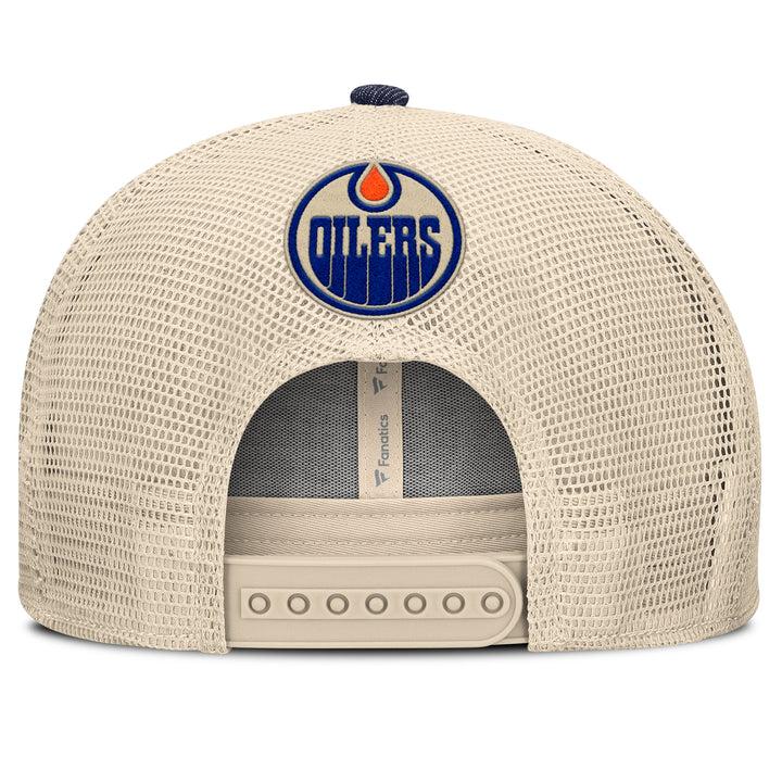 Edmonton Oilers Fanatics Denim Stockman Flatbrim Mesh Snapback Hat
